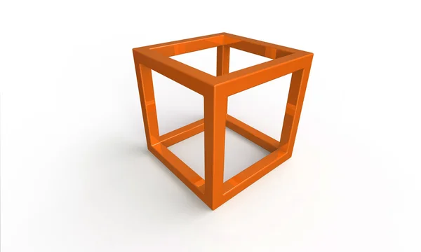 Orange 3d cube structure isolated on whit — Stock Photo, Image