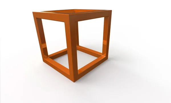 Orange 3d cube structure isolated on whit — Stock Photo, Image