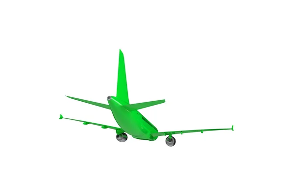 녹색 비행기 흰색 절연 — 스톡 사진