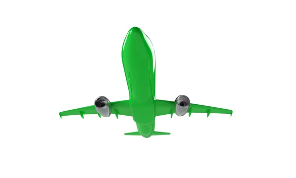 白で隔離される緑の飛行機 — ストック写真