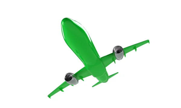 Zielony samolotem na białym tle — Zdjęcie stockowe