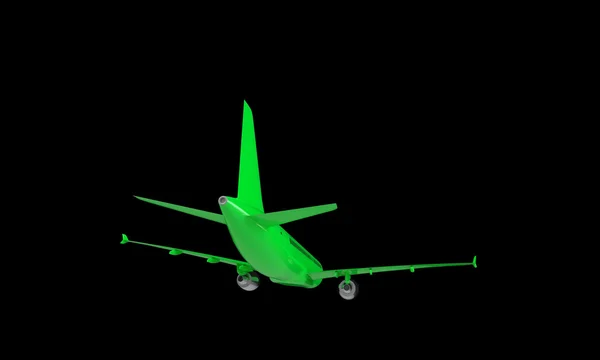 Avión verde aislado en negro — Foto de Stock