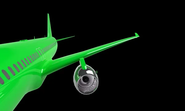 Siyah üzerine izole yeşil uçak — Stok fotoğraf