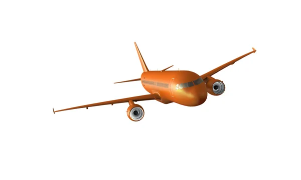 孤立的白色衬底上的橙色飞机 — 图库照片