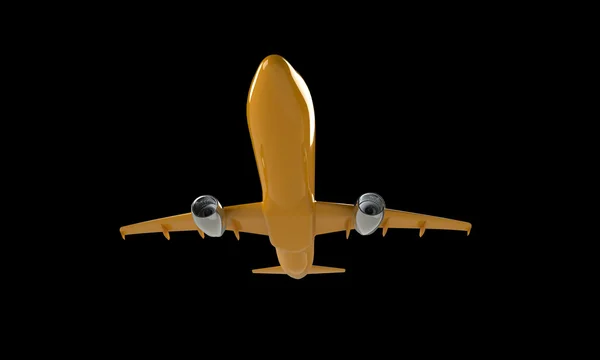 Orangeairplane isolated on black — Stock Photo, Image