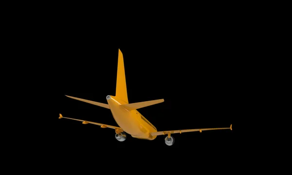 Orangeflugzeug isoliert auf schwarz — Stockfoto