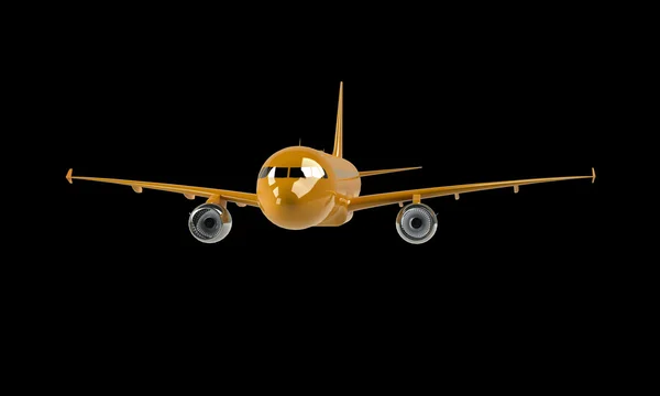Orangeairplane isolated on black — Stock Photo, Image