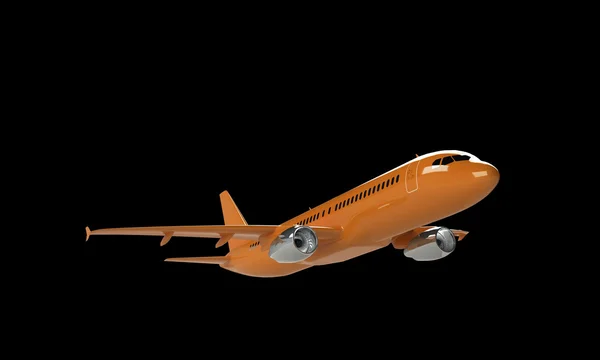 Orange airplane isolated on black — Stock Photo, Image