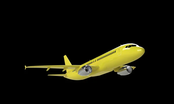 Žluté letadlo izolovaných na černém — Stock fotografie