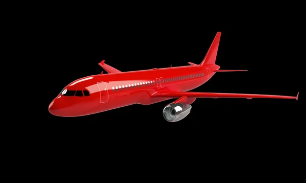 Red airplane isolated on black — Stock Photo, Image