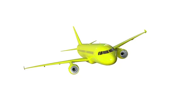 Κίτρινο αεροπλάνο που απομονώνονται σε λευκό — Φωτογραφία Αρχείου