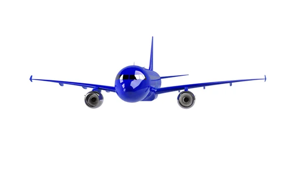 Синий самолет изолирован на белом — стоковое фото