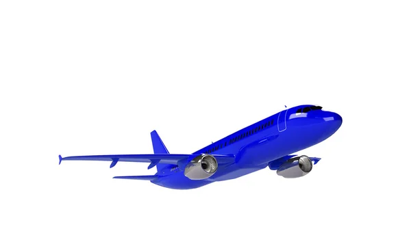 Μπλε αεροπλάνο που απομονώνονται σε λευκό — Φωτογραφία Αρχείου