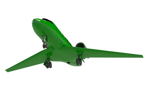 Green airplane isolated on white — Stock Photo, Image