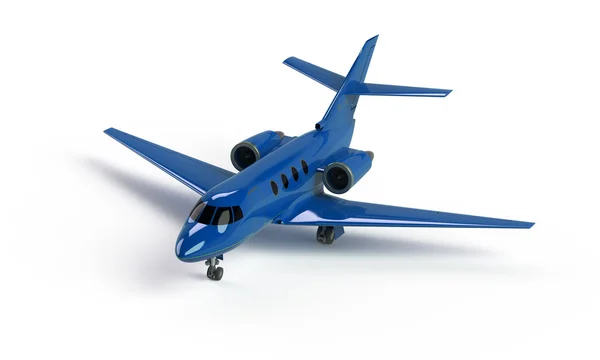 Синий самолет изолирован на белом — стоковое фото