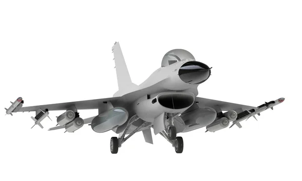 A model of an f16  Fighter jet taking off landing isolated on white — Stock Photo, Image