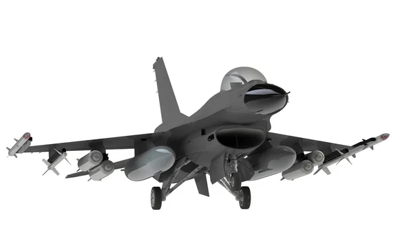 Iniş üzerinde beyaz izole kapalı alarak bir f-16 savaş uçağı modeli — Stok fotoğraf