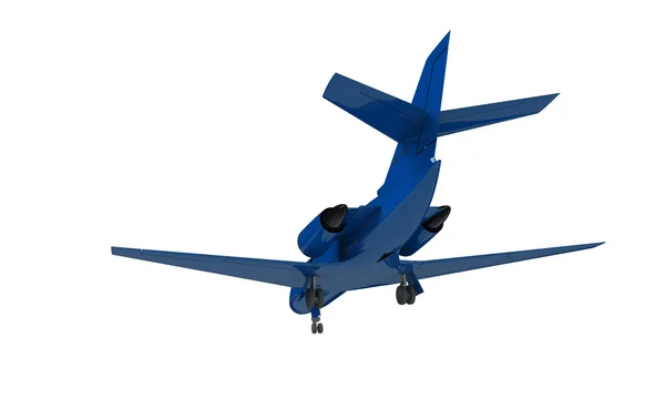 白で隔離される青い飛行機 — ストック写真