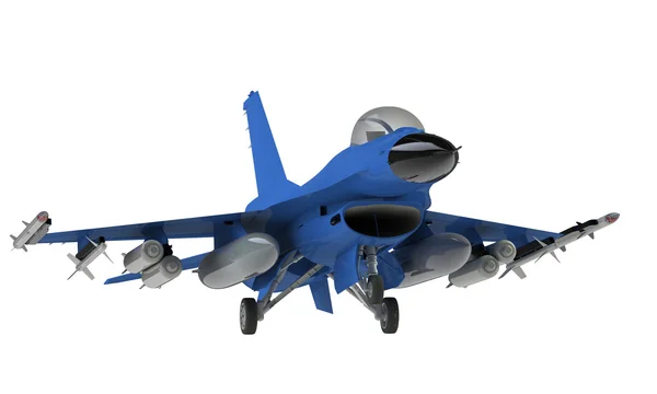 Een model van een straaljager f16 opstijgen landing geïsoleerd op wit — Stockfoto