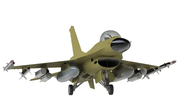 Een model van een straaljager f16 opstijgen landing geïsoleerd op wit — Stockfoto