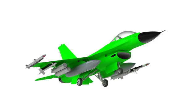 Un modelo de un avión de combate f16 despegando de aterrizaje aislado en blanco — Foto de Stock