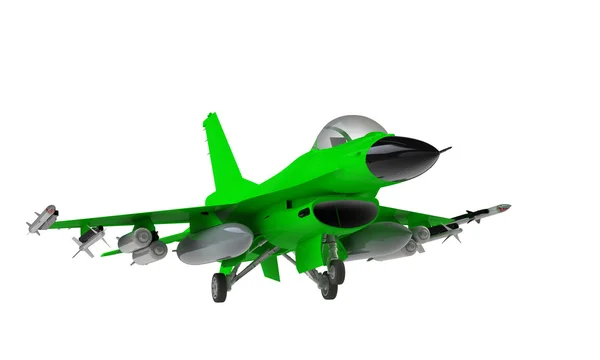 En modell av en f16 fighter jet lyfter landning isolerad på vit — Stockfoto
