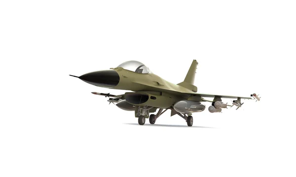 A model of an f16  Fighter jet taking off landing isolated on white — Stock Photo, Image