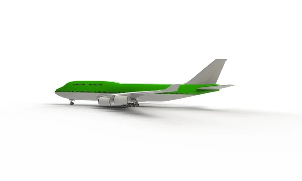 绿色飞机上白色孤立 — 图库照片