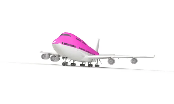 Ροζ αεροπλάνο που απομονώνονται σε λευκό — Φωτογραφία Αρχείου