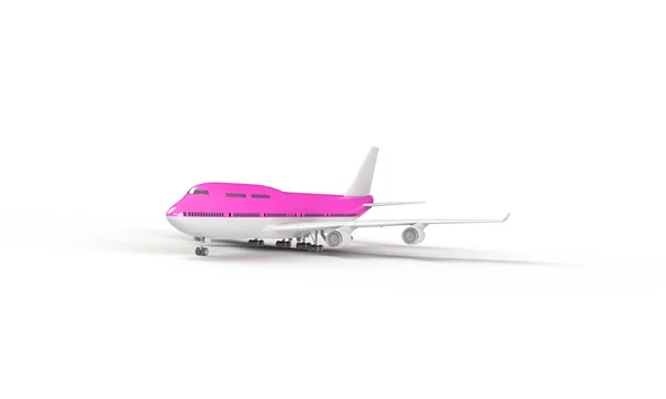 Różowy samolotem na białym tle — Zdjęcie stockowe