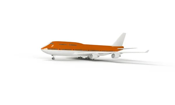 Оранжевый самолет изолирован на белом — стоковое фото