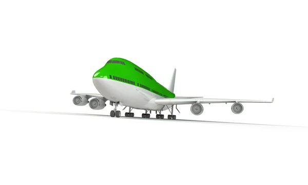 Avião verde isolado em branco — Fotografia de Stock