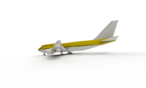 Avião amarelo isolado em branco — Fotografia de Stock