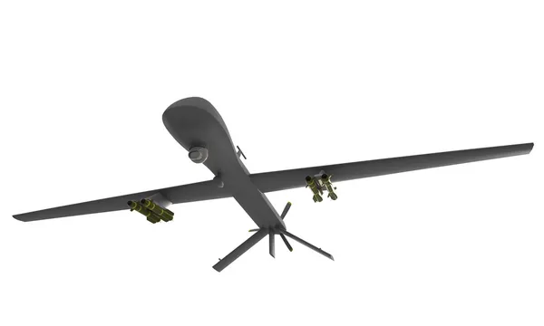 Predator drone geïsoleerd op wit Stockfoto