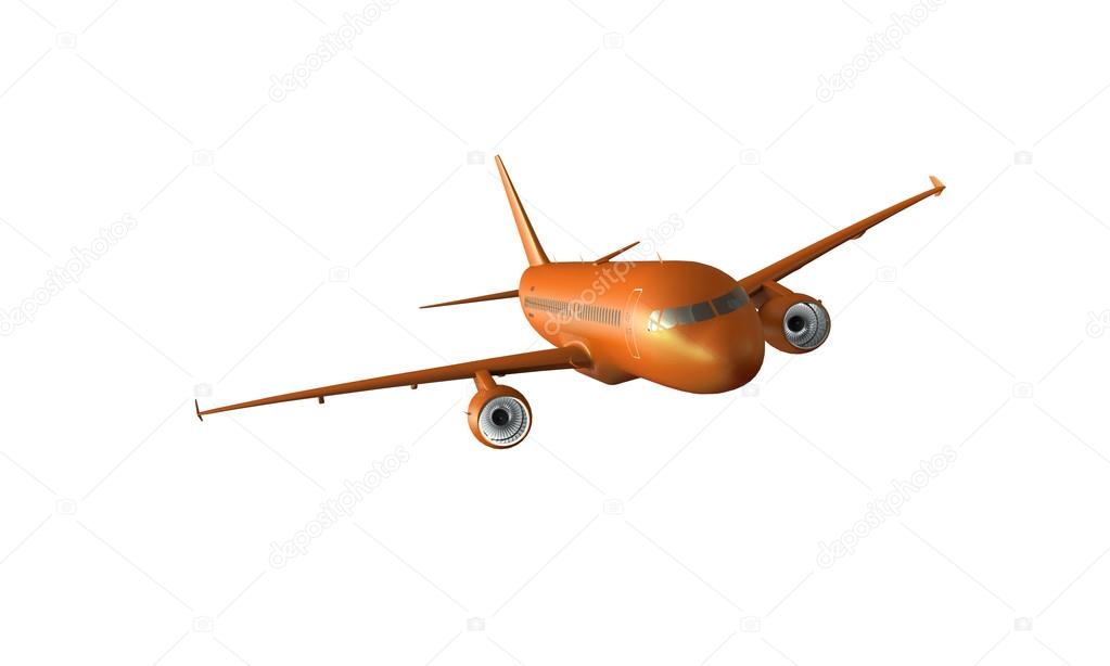 Orange airplane isolated on white