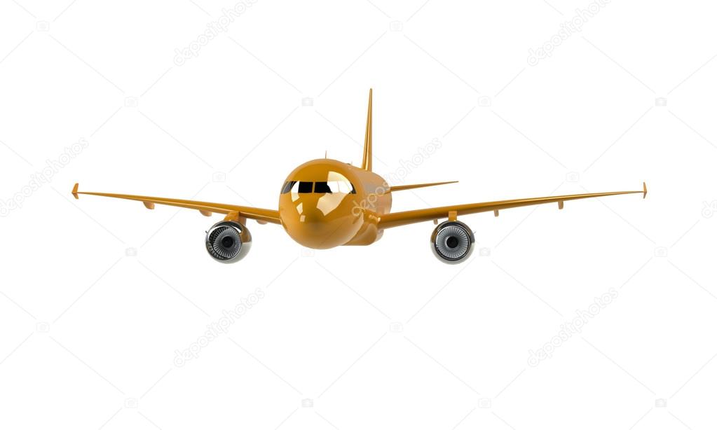 Orange airplane isolated on white