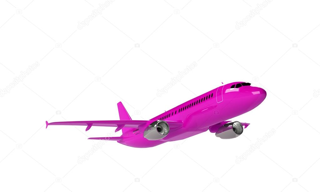 Pink airplane isolated on white