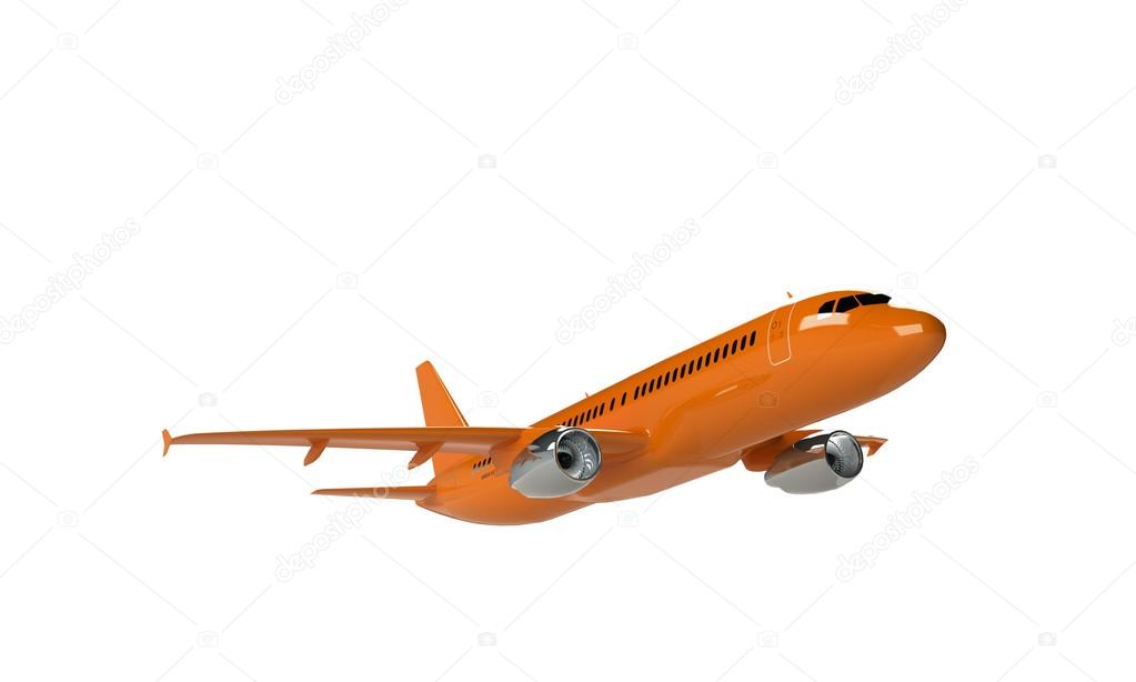 Red airplane isolated on white