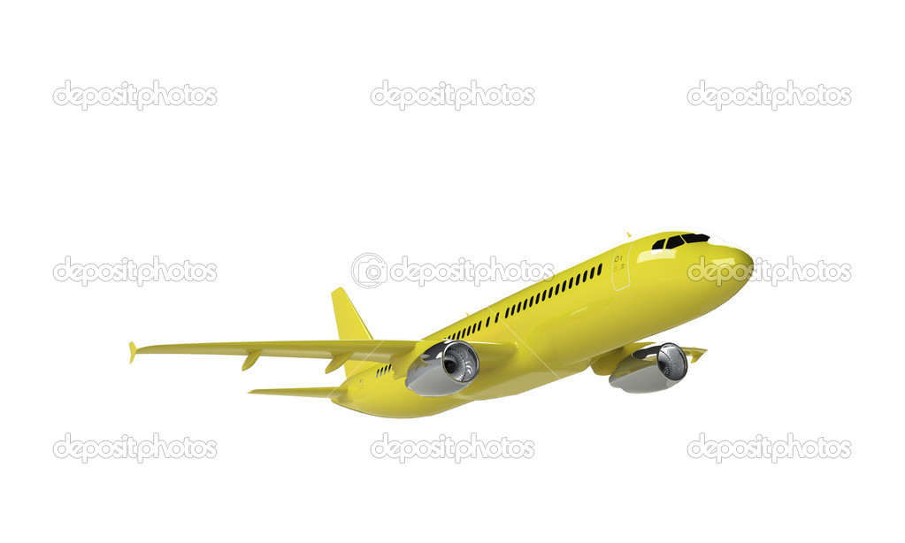 Yellow airplane isolated on white