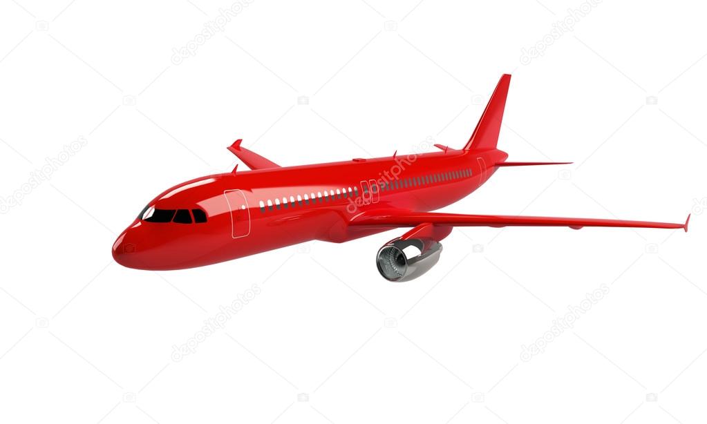 Red airplane isolated on white
