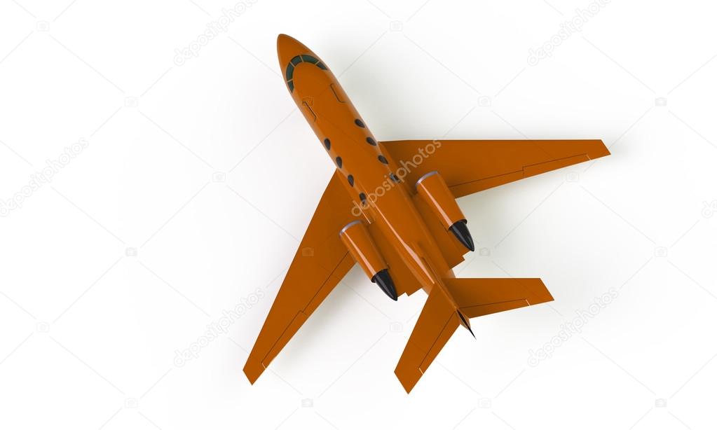 Orange airplane isolated on white
