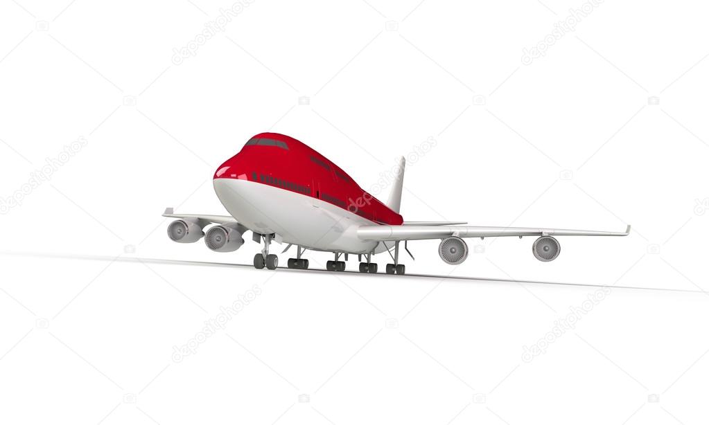 Red airplane isolated on white