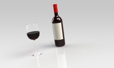 kırmızı veya beyaz şarap ve üzerinde beyaz izole cam şişe