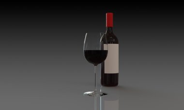 kırmızı veya beyaz şarap ve izole siyah cam şişe