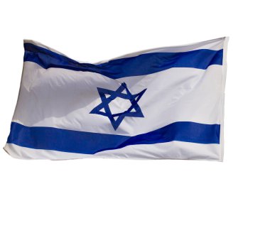 İsrail bayrağı üzerinde beyaz izole Rüzgar sallıyor