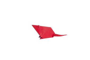 beyaz izole kırmızı origami fare