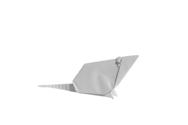 Beyaz origami fare üzerinde beyaz izole