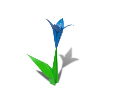 beyaz izole mavi origami çiçek lily