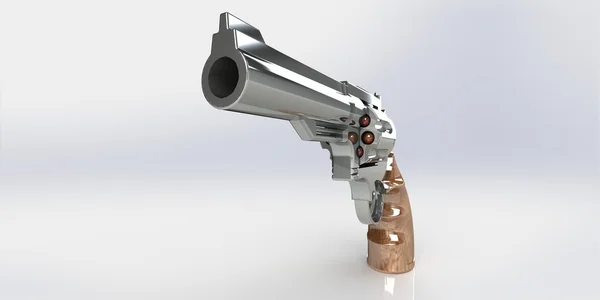 En pistol och ammunition isolerad på vit — Stockfoto