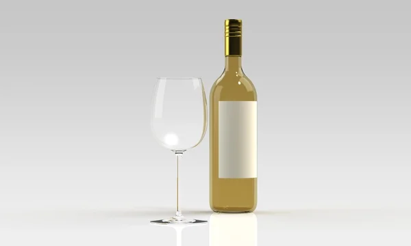 赤または白ワインと白で隔離されるガラスのボトル — ストック写真